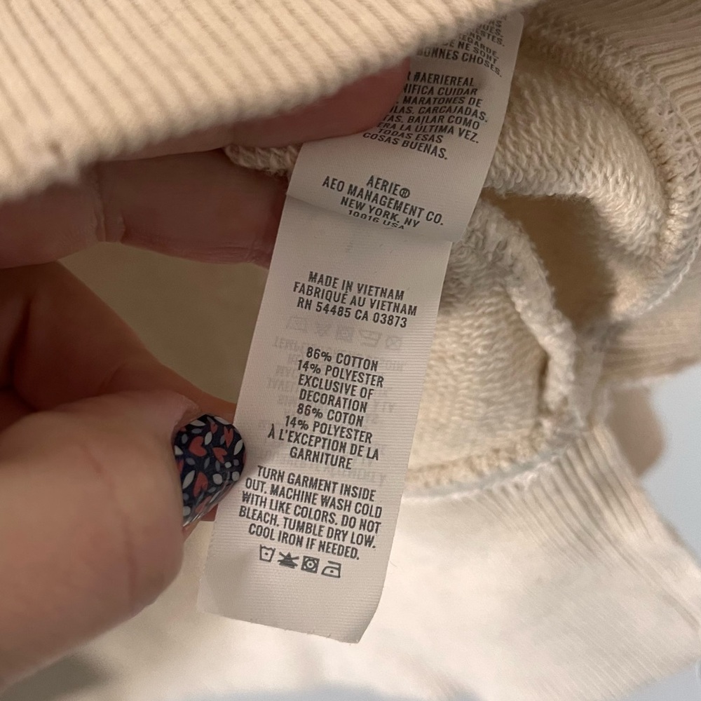 Aerie Oversized Soft Beige Pullover Sweatshirt - Picture 4 of 4